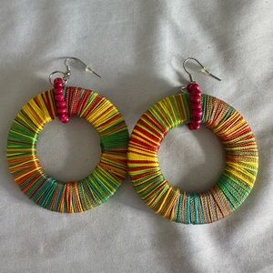 Rainbow large open hoops
